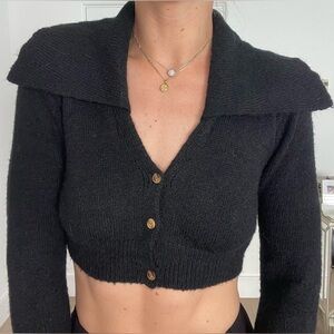 Black Knit Cropped Sweater